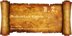 Modrovics Kabos névjegykártya
